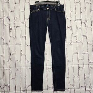 7 For All Mankind The Skinny Jeans Dark Wash Stretch Cotton Blend Womens Sz 31